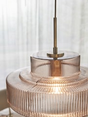 Lipsy Gold Pendant Ribbed Glass Ceiling Light - Image 4 of 5