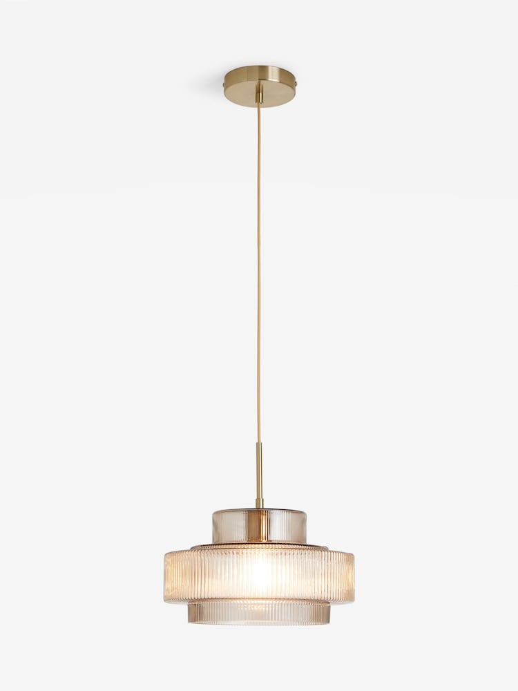 Lipsy Gold Pendant Ribbed Glass Ceiling Light - Image 5 of 5