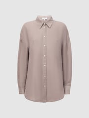 Reiss Taupe Ellis Oversized Long Sleeve Shirt - Image 2 of 6