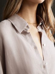 Reiss Taupe Ellis Oversized Long Sleeve Shirt - Image 3 of 6