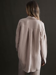 Reiss Taupe Ellis Oversized Long Sleeve Shirt - Image 4 of 6