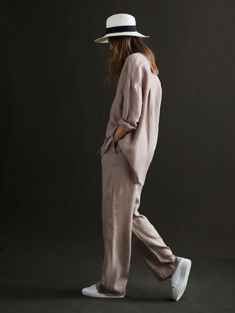 Reiss Taupe Ellis Oversized Long Sleeve Shirt - Image 5 of 6