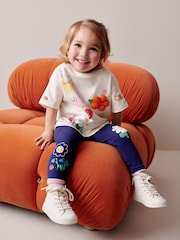 White Flower Short Sleeve Padded Applique 100% Cotton T-Shirt (3mths-7yrs) - Image 3 of 7
