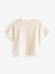White Flower Short Sleeve Padded Applique 100% Cotton T-Shirt (3mths-7yrs) - Image 6 of 7
