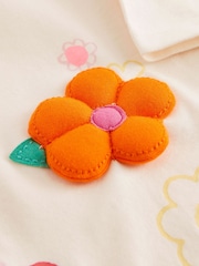 White Flower Short Sleeve Padded Applique 100% Cotton T-Shirt (3mths-7yrs) - Image 7 of 7