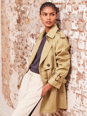 Beige Short Trench Coat - Image 1 of 7