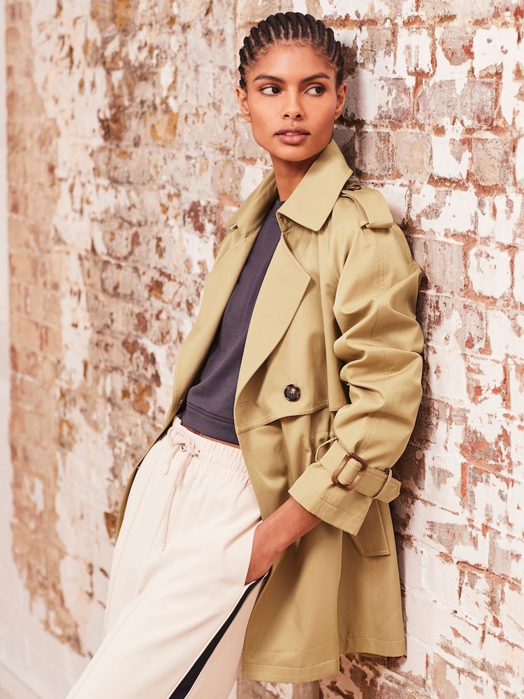 Beige Short Trench Coat - Image 1 of 7