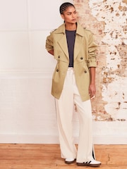 Beige Short Trench Coat - Image 2 of 7
