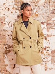 Beige Short Trench Coat - Image 3 of 7