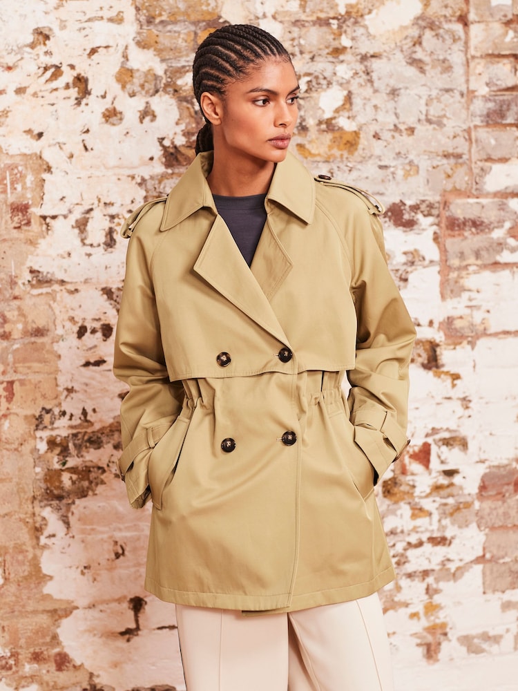 Beige Short Trench Coat - Image 3 of 7