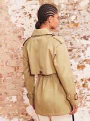 Beige Short Trench Coat - Image 4 of 7