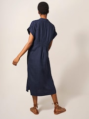 White Stuff Blue Marianne Linen Dress - Image 2 of 6