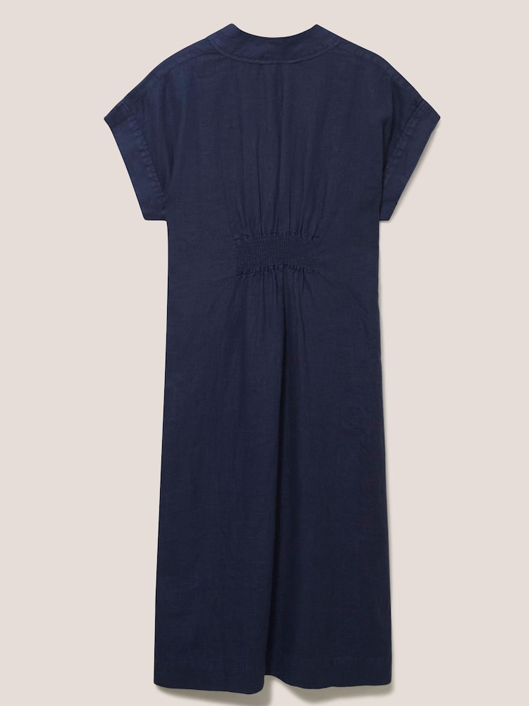 White Stuff Blue Marianne Linen Dress - Image 6 of 6