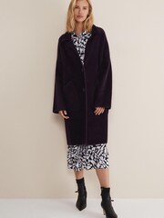 Phase Eight Purple Floressa Fluffy Knitted Coat - Image 1 of 6