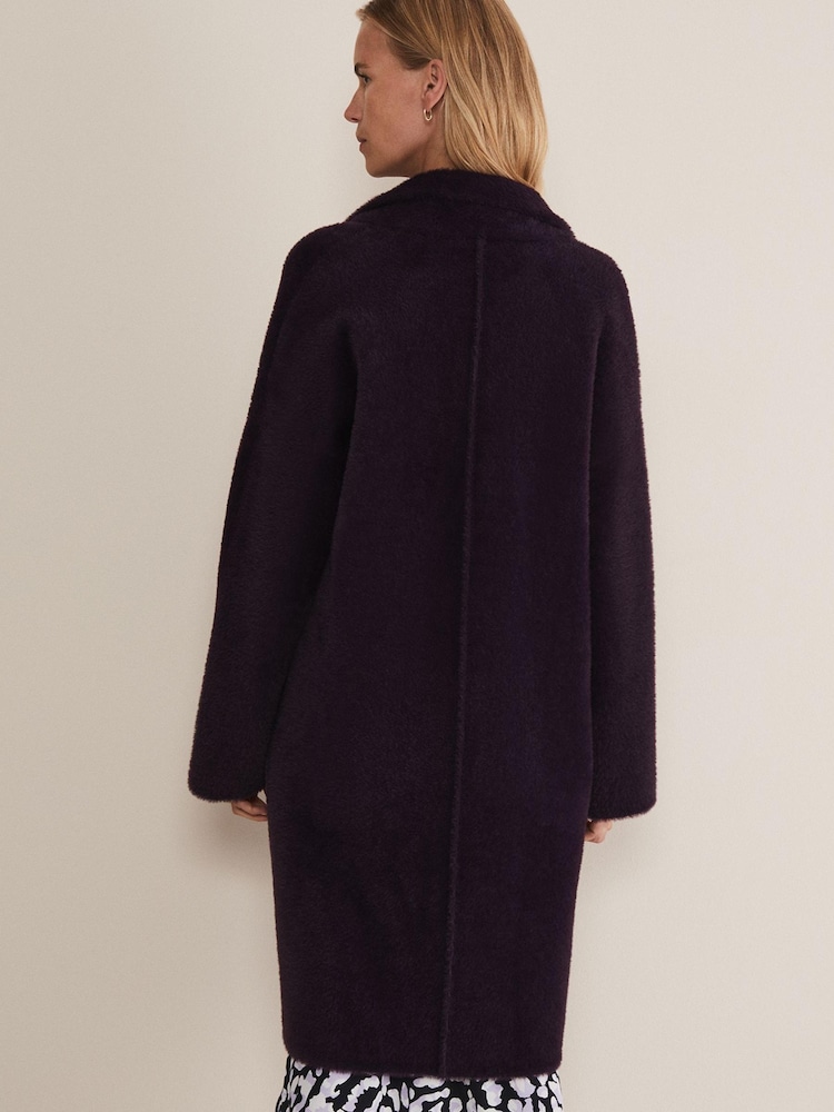 Phase Eight Purple Floressa Fluffy Knitted Coat - Image 2 of 6