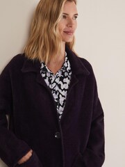 Phase Eight Purple Floressa Fluffy Knitted Coat - Image 5 of 6