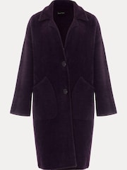 Phase Eight Purple Floressa Fluffy Knitted Coat - Image 6 of 6