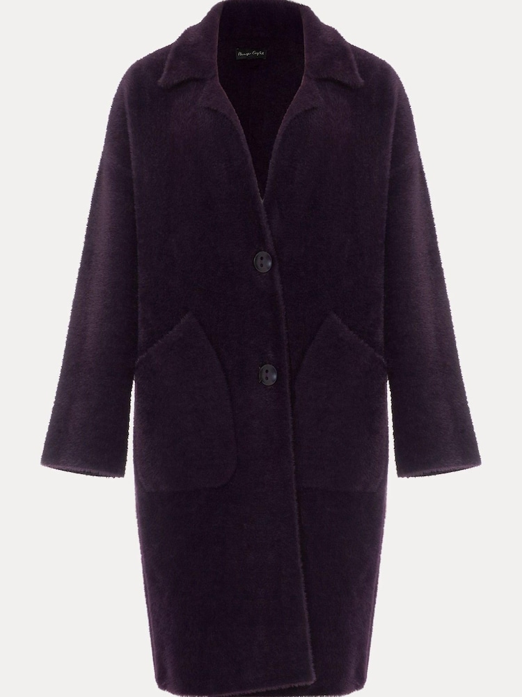 Phase Eight Purple Floressa Fluffy Knitted Coat - Image 6 of 6