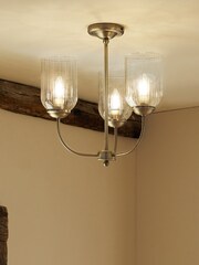 Brass Lincoln 3 Light Flush Fitting Ceiling Light - Image 1 of 4