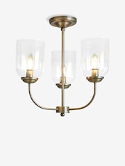 Brass Lincoln 3 Light Flush Fitting Ceiling Light - Image 4 of 4