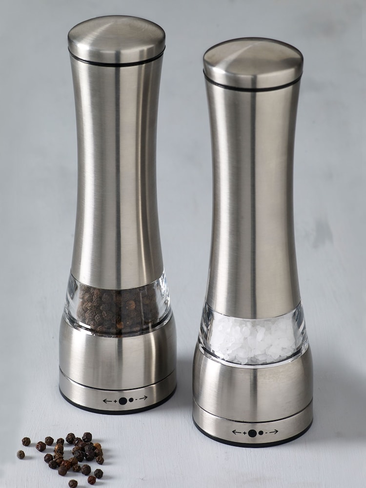 Silver Stainless Steel Salt And Pepper Set - Image 1 of 2