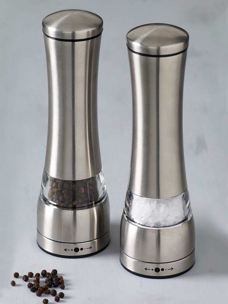 Silver Stainless Steel Salt And Pepper Set - Image 1 of 2 Silver Stainless Steel Salt And Pepper Set - Image 1 of 2