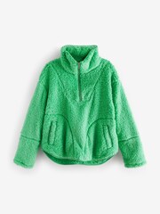 Green Borg Fleece Funnel Neck Half Zip Top - Image 4 of 5