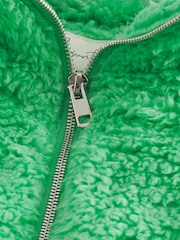 Green Borg Fleece Funnel Neck Half Zip Top - Image 5 of 5