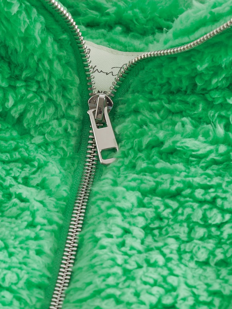 Green Borg Fleece Funnel Neck Half Zip Top - Image 5 of 5