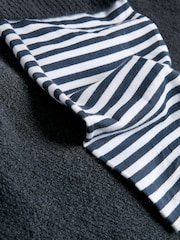 Navy Knitted Poncho with Stripe Sleeve - Image 5 of 5