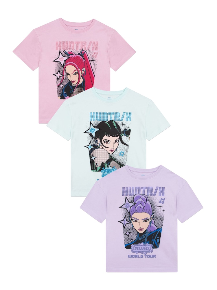 Tricou cu sclipici cu personajele din K-pop Demon Hunters, pachet 3 - Imaginea 1 din 6
