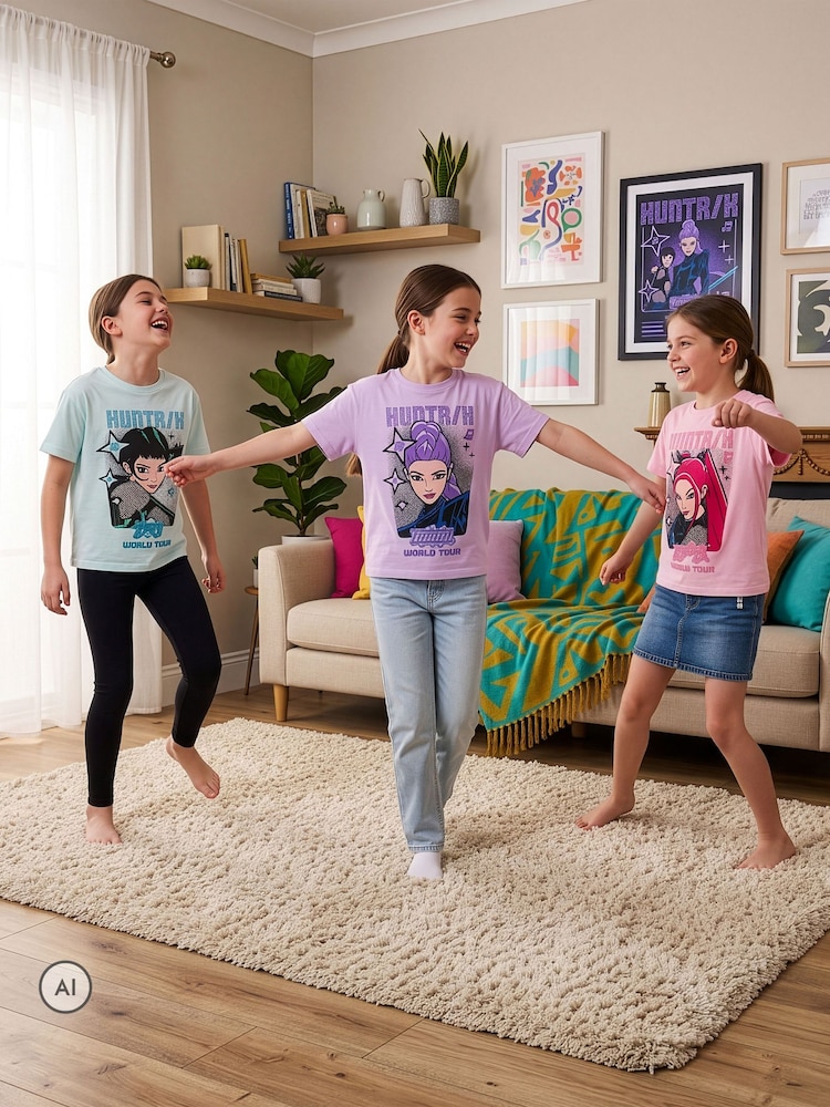 Tricou cu sclipici cu personajele din K-pop Demon Hunters, pachet 3 - Imaginea 2 din 6