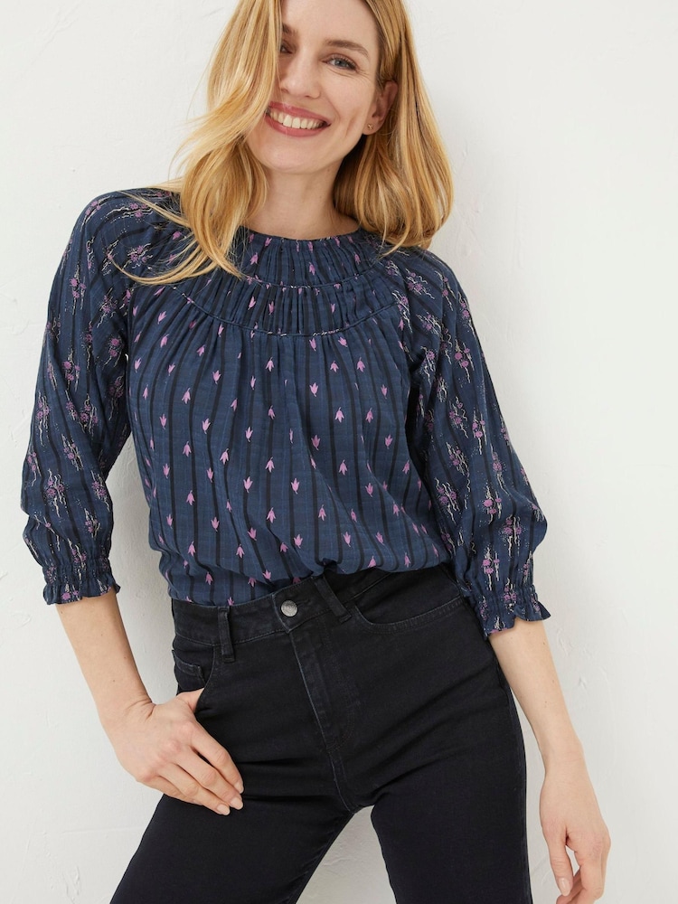 FatFace Blue Tamer Ink Ditsy Blouse - Image 1 of 5 FatFace Blue Tamer Ink Ditsy Blouse - Image 1 of 5