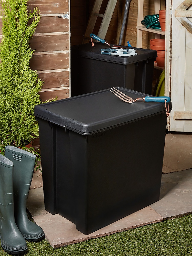 Wham Black 2 x Bam 92L Plastic Storage Boxes and Lids - Image 1 of 6
