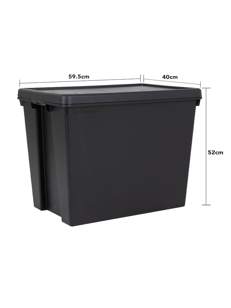 Wham Black 2 x Bam 92L Plastic Storage Boxes and Lids - Image 6 of 6