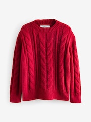 Red Ladder Stitch Cable Jumper - Image 5 of 6