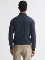 Reiss Eclipse Blue Blackhall Merino Wool Half-Zip Funnel Neck Jumper - Image 4 of 4