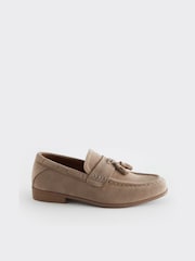 Neutral Beige Wide Fit (G) Smart Tassel Detail Loafers - Image 2 of 5