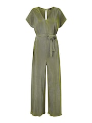 Mela Green Pleated Jumpsuit With V-Neck - Image 4 of 4