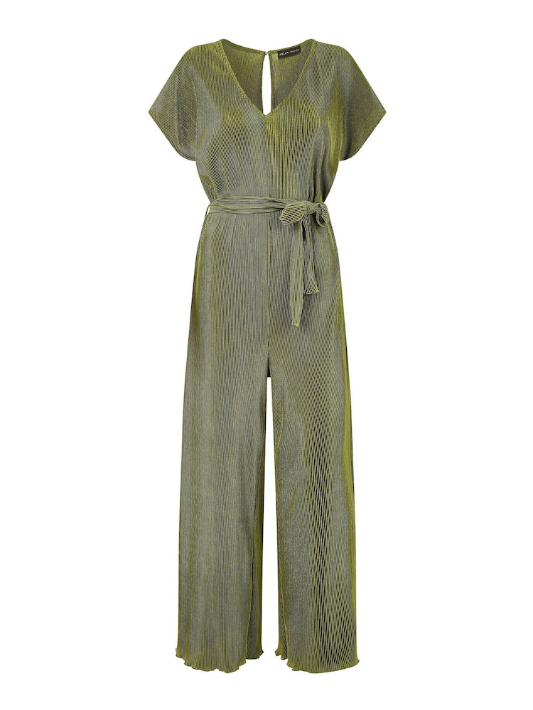 Mela Green Pleated Jumpsuit With V-Neck - Image 4 of 4