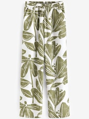 Green/Ecru Leaf Linen Blend Pyjama Bottoms - Image 5 of 6