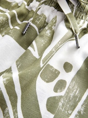 Green/Ecru Leaf Linen Blend Pyjama Bottoms - Image 6 of 6