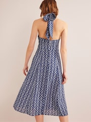 Boden Blue Halterneck Cut-Out Midi Dress - Image 3 of 6