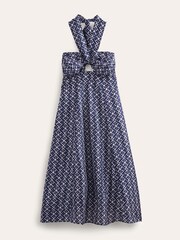 Boden Blue Halterneck Cut-Out Midi Dress - Image 6 of 6