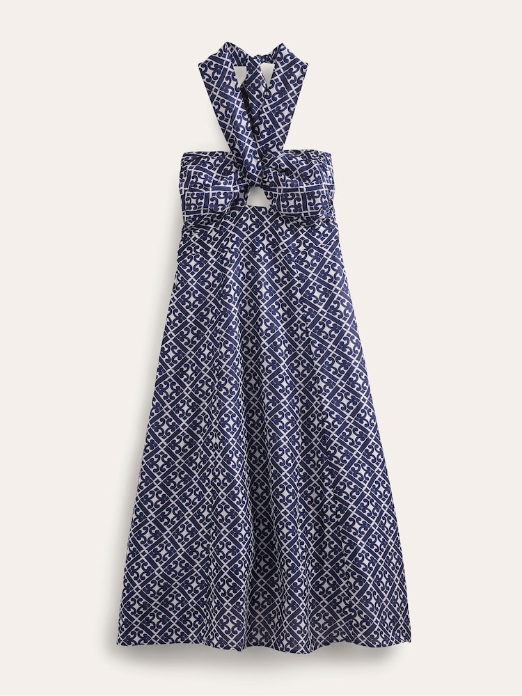Boden Blue Halterneck Cut-Out Midi Dress - Image 6 of 6