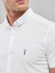 White Slim Short Sleeve Stretch Oxford Shirt - Image 3 of 4