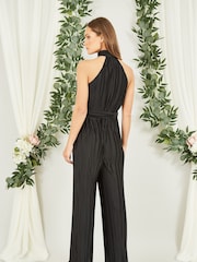 Mela Black Pleated Halter Neck Jumpsuit - Image 2 of 4