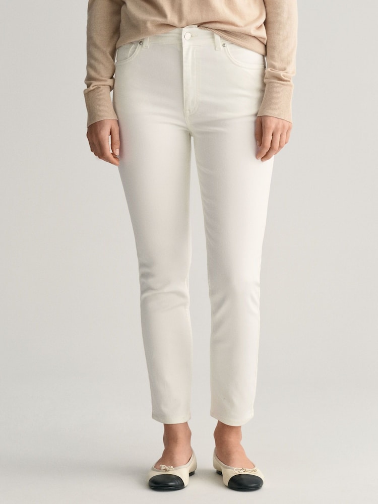 GANT White Slim Fit Ankle Grazer Jeans - Image 1 of 9