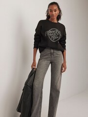 Mint Velvet Black Fleetwood 100% Cotton Sweatshirt - Image 2 of 4