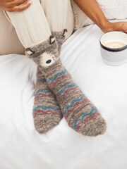 Bear Character Super Hairy Cosy Socks 2 Pack - Image 1 of 5